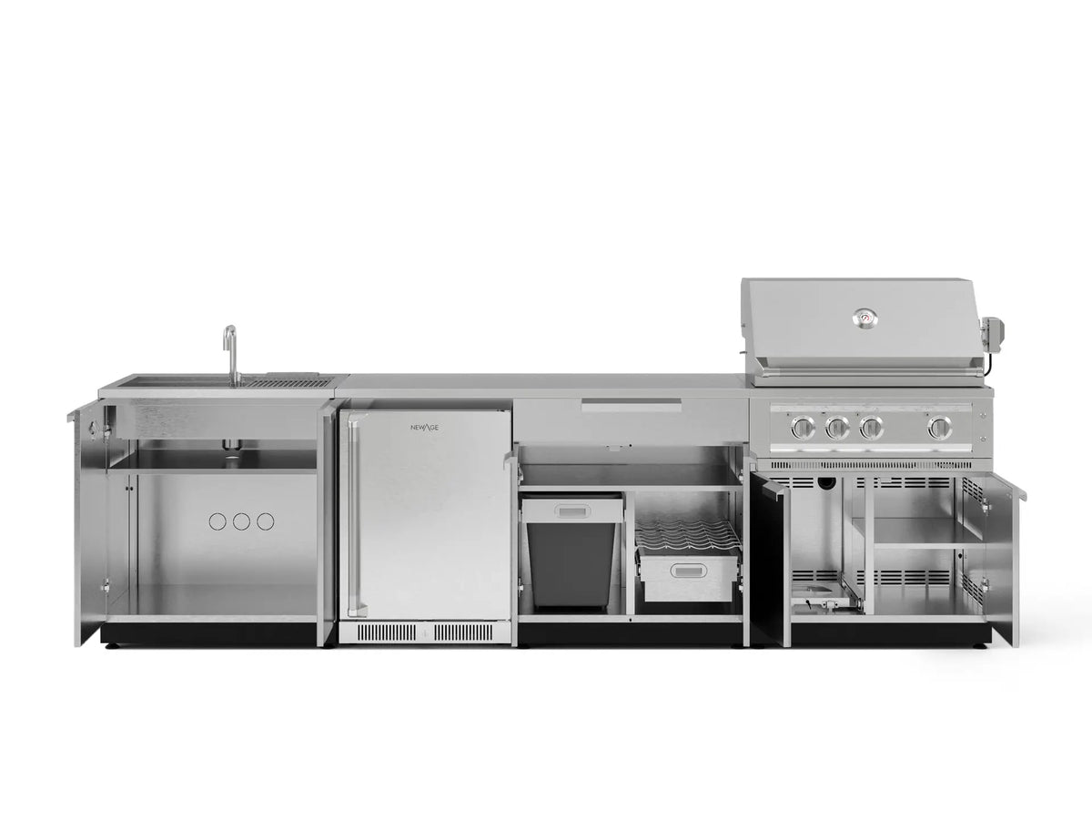 Luxury outdoor kitchen with premium grill, bar setup, and stainless steel cabinetry - serious outdoor entertaining by Havenscape Outdoors.