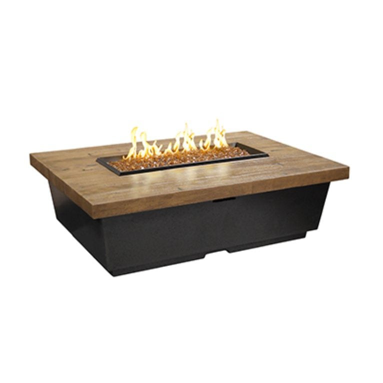 Fire pit table with flames on a white background