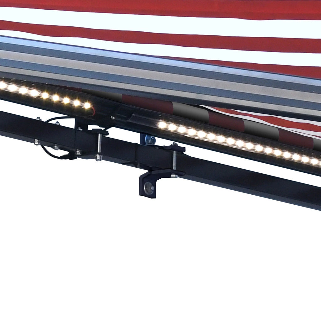 Moroccan Semi-Cassette Motorized Patio Awning with LED Lights – 19.7 × 10 ft