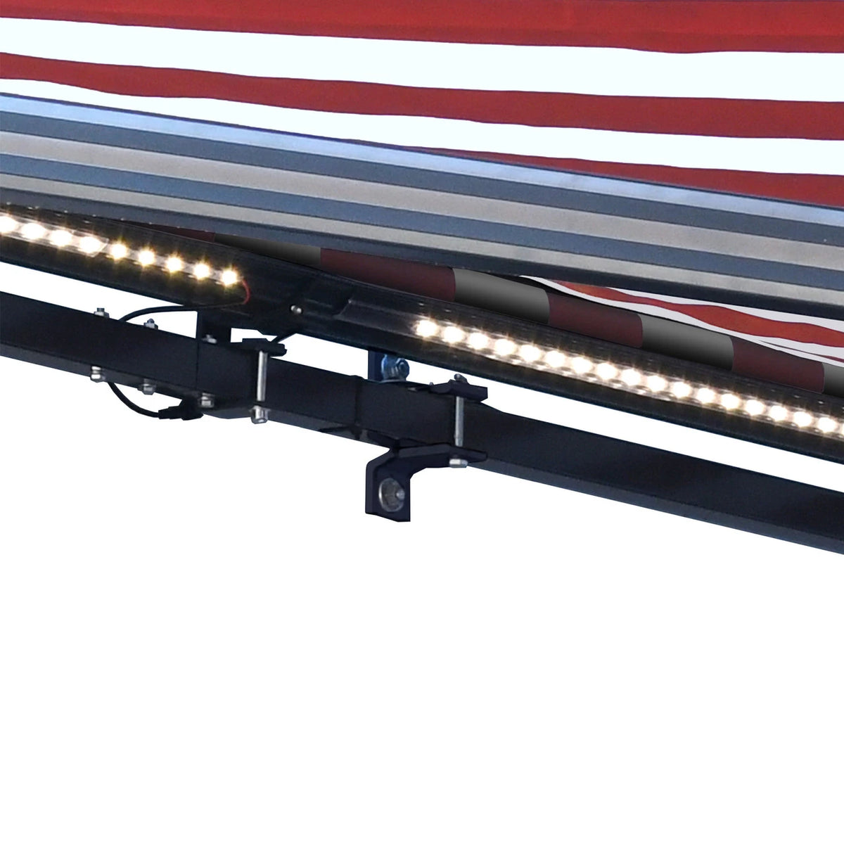 Moroccan Semi-Cassette Motorized Patio Awning with LED Lights – 19.7 × 10 ft