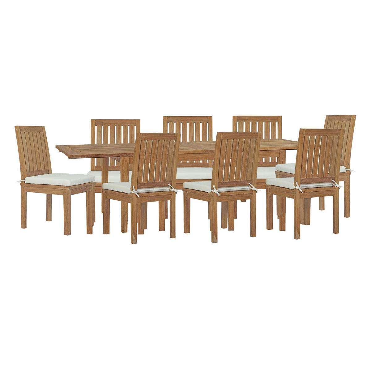 Wooden dining set with chairs and table on a white background