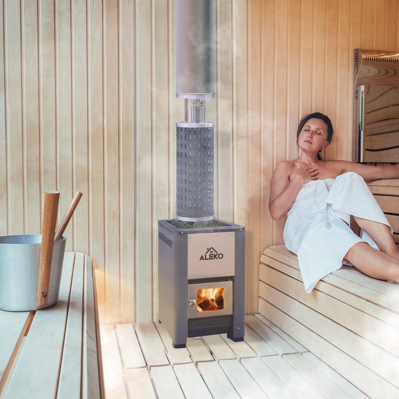 Wood Burning Sauna Heater & Chimney Kit 304 Stainless