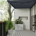 Italian Series 10x8 ft Motorized Patio Awning — Black Gray Stripe