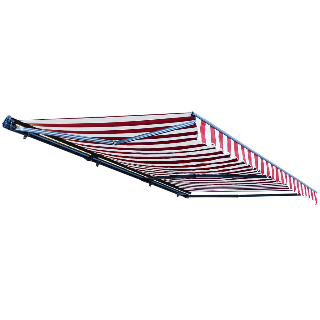 Moroccan Semi-Cassette Motorized Patio Awning with LED Lights – 19.7 × 10 ft