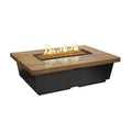 Fire pit table with flames on a white background