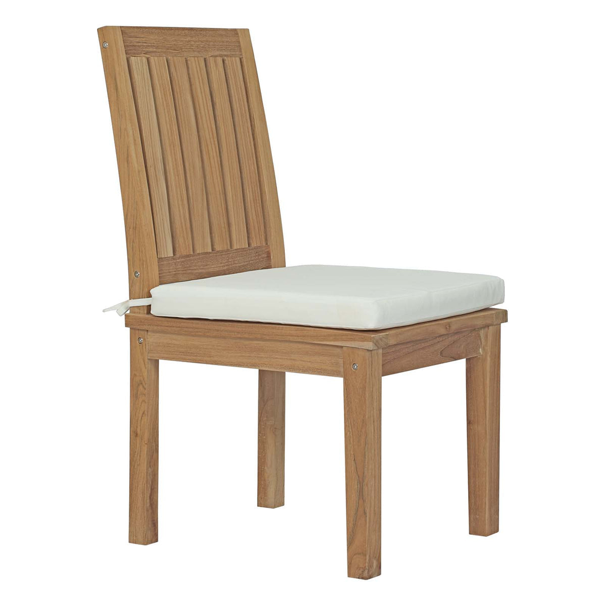 Wooden chair with a white cushion on a white background