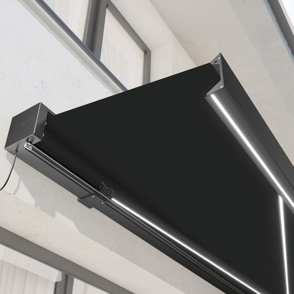Royale Series 10x8 ft Motorized Patio Awning — Midnight Onyx