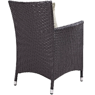 Dark gray wicker chair with silver legs on a white background