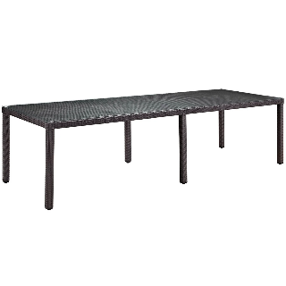 Black outdoor dining table on a white background