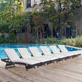 Convene outdoor reclining chaise lounge set of 6 in espresso and white – poolside arrangement
