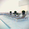 Shore aluminum chaise lounge set of 6 in silver gray – full outdoor patio arrangement
