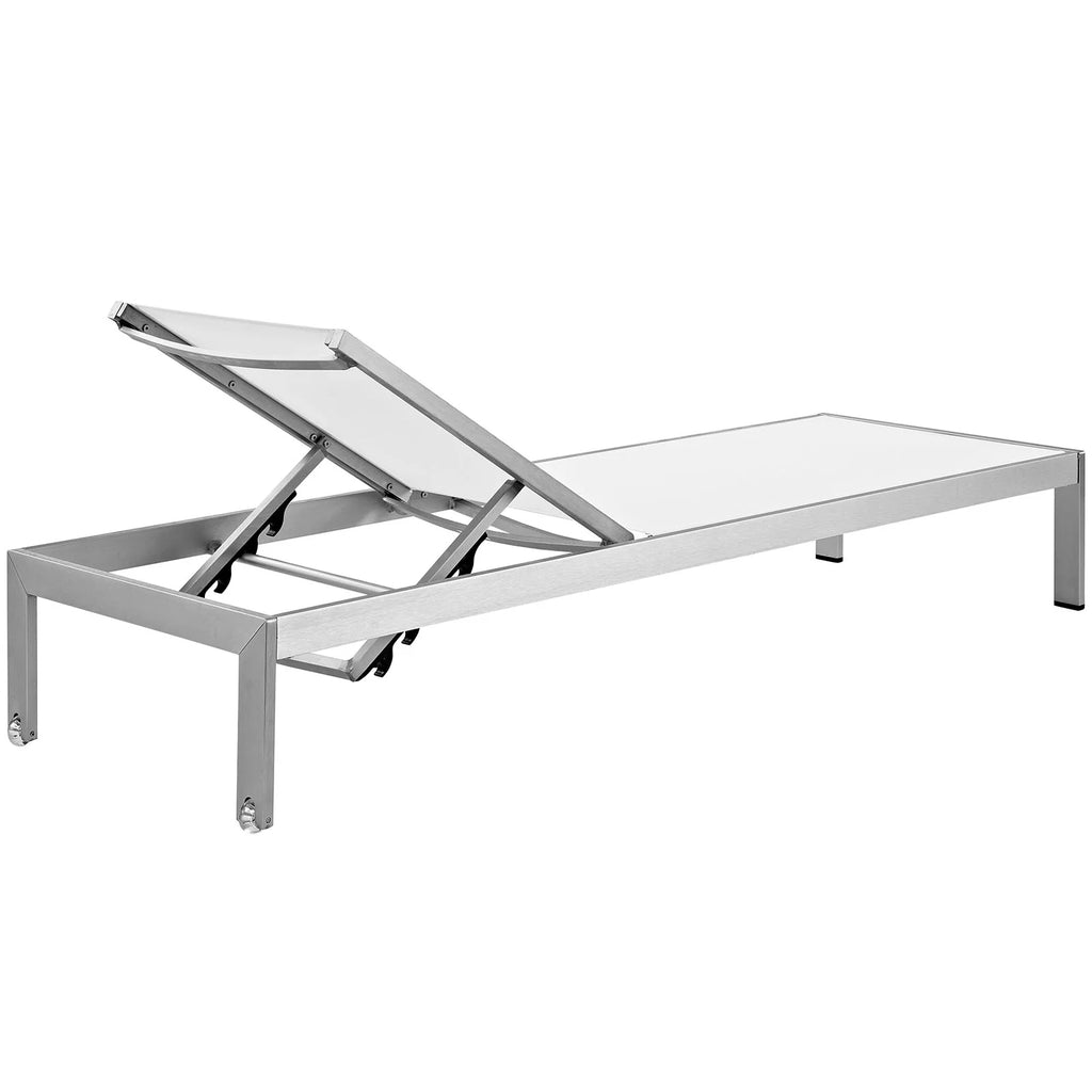 Metal lounge chaise frame on a white background