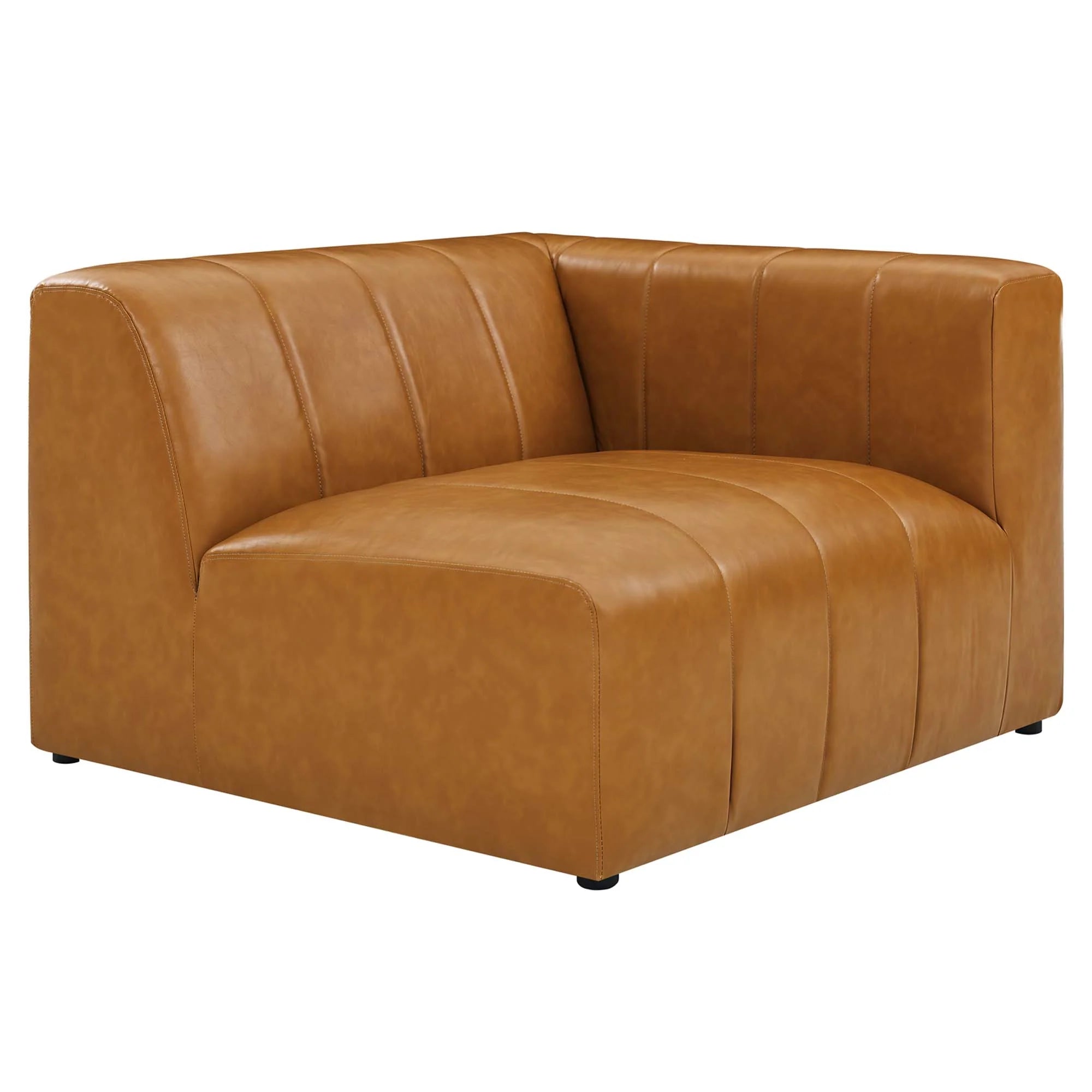 Brown leather sofa on a white background