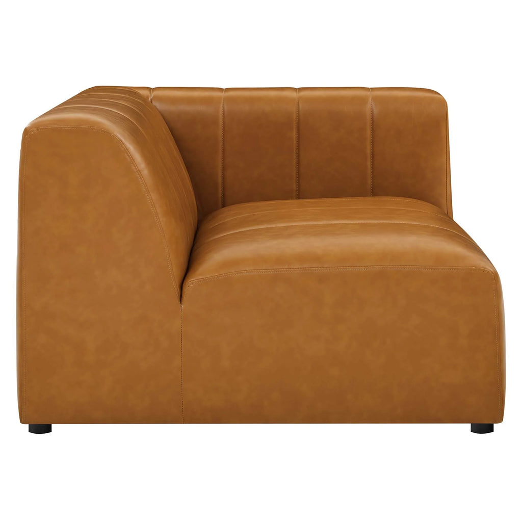 Brown leather corner sofa on a white background