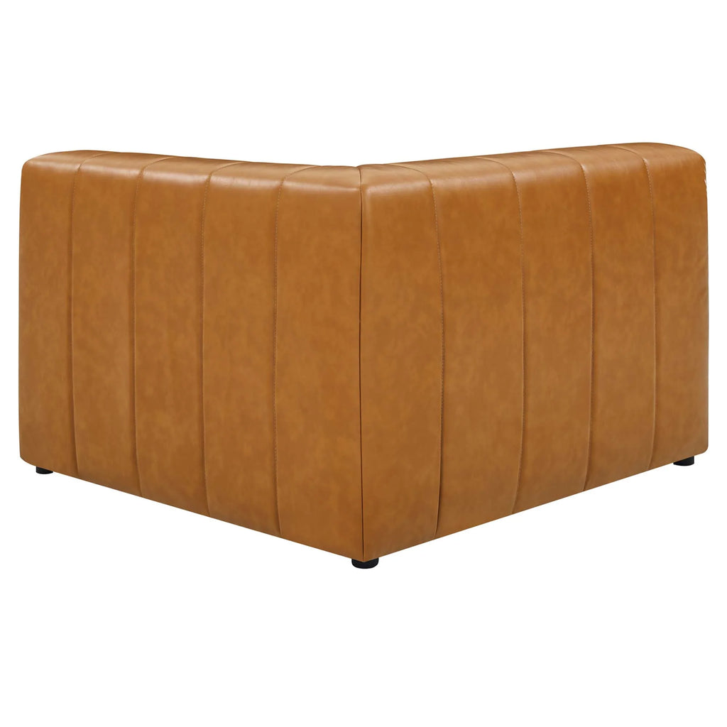 Brown leather cube ottoman on a white background