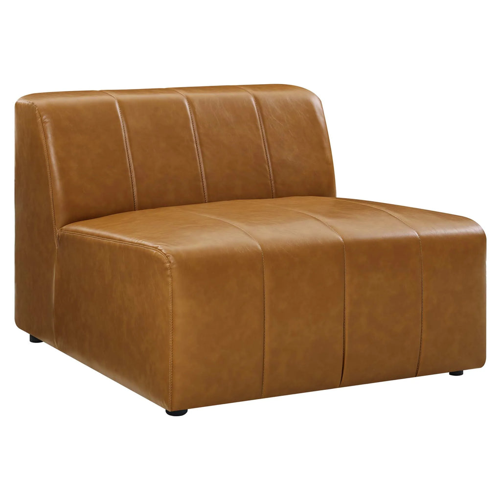 Brown leather sofa on a white background
