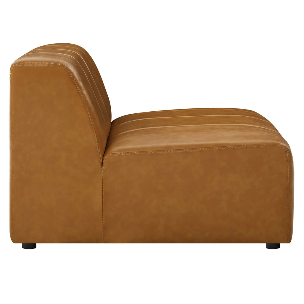 Brown leather armchair on a white background