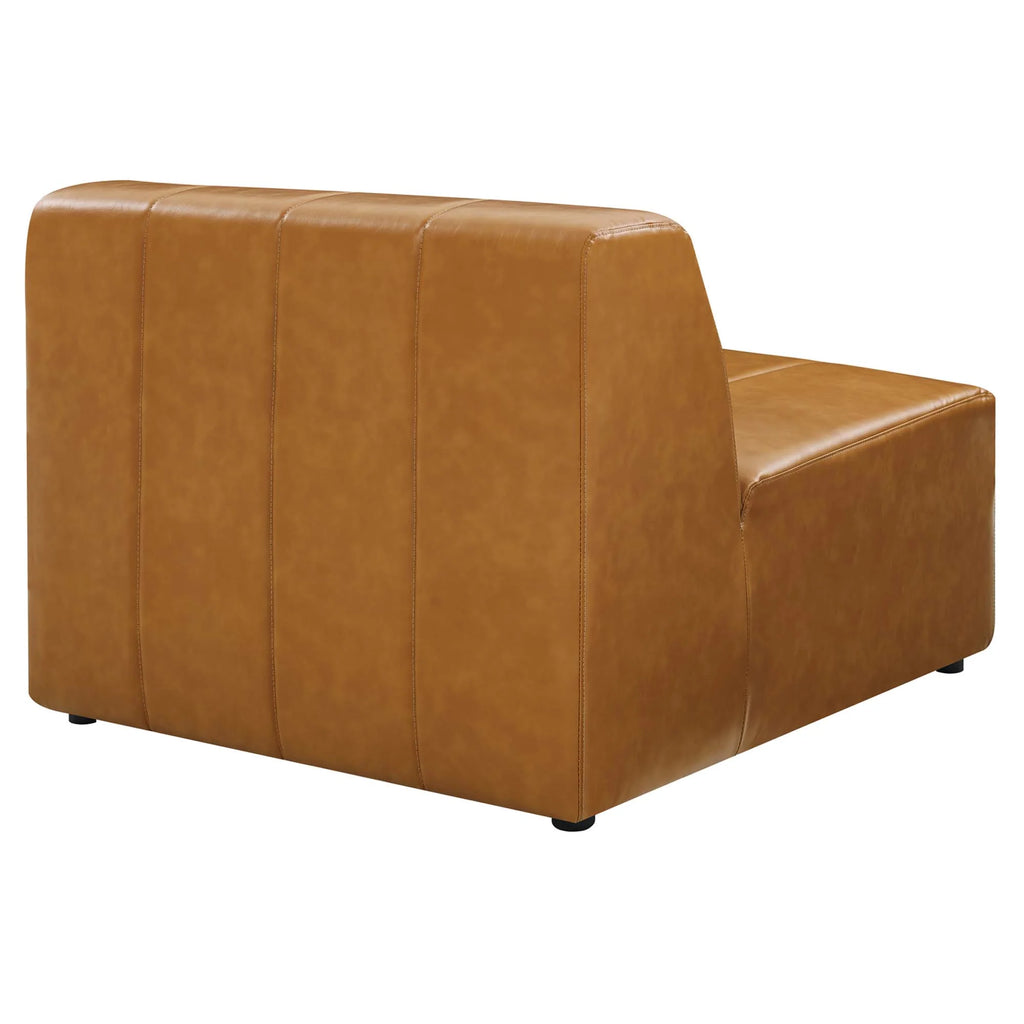 Brown leather sectional sofa on a white background
