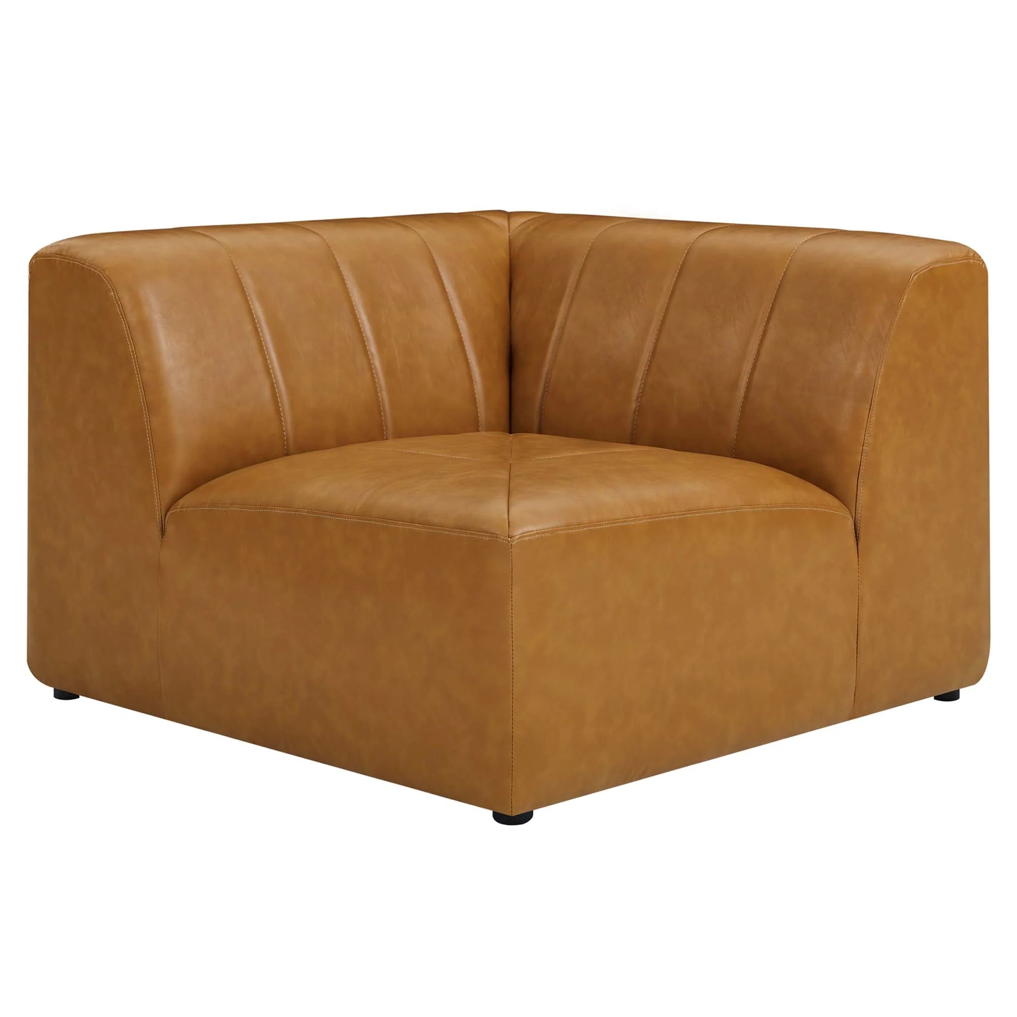 Brown leather sofa on a white background