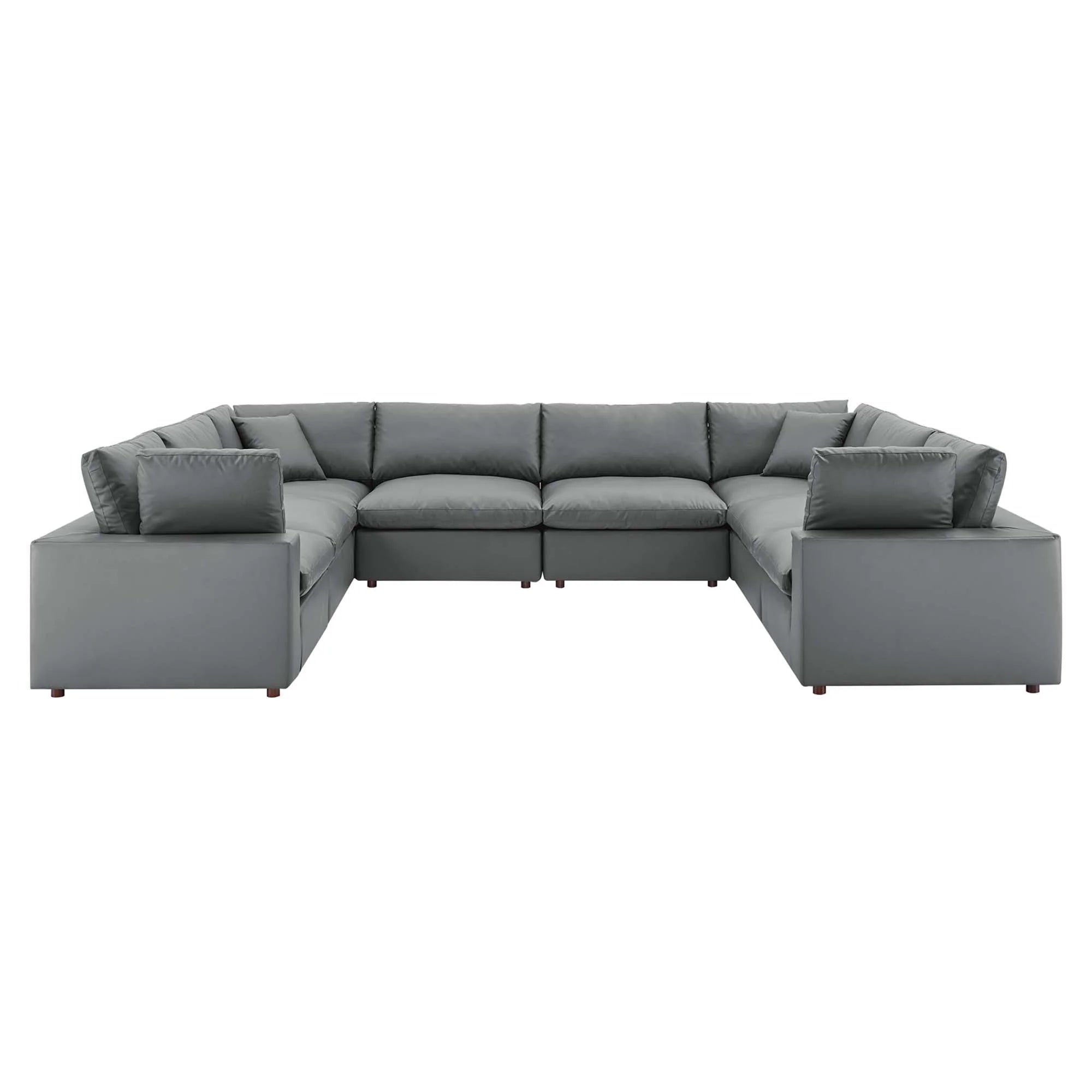 Gray sectional sofa on a white background