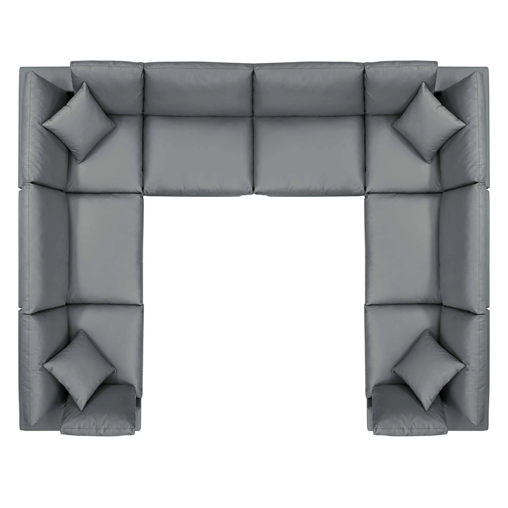 8 piece gray sectional sofa on white background 
