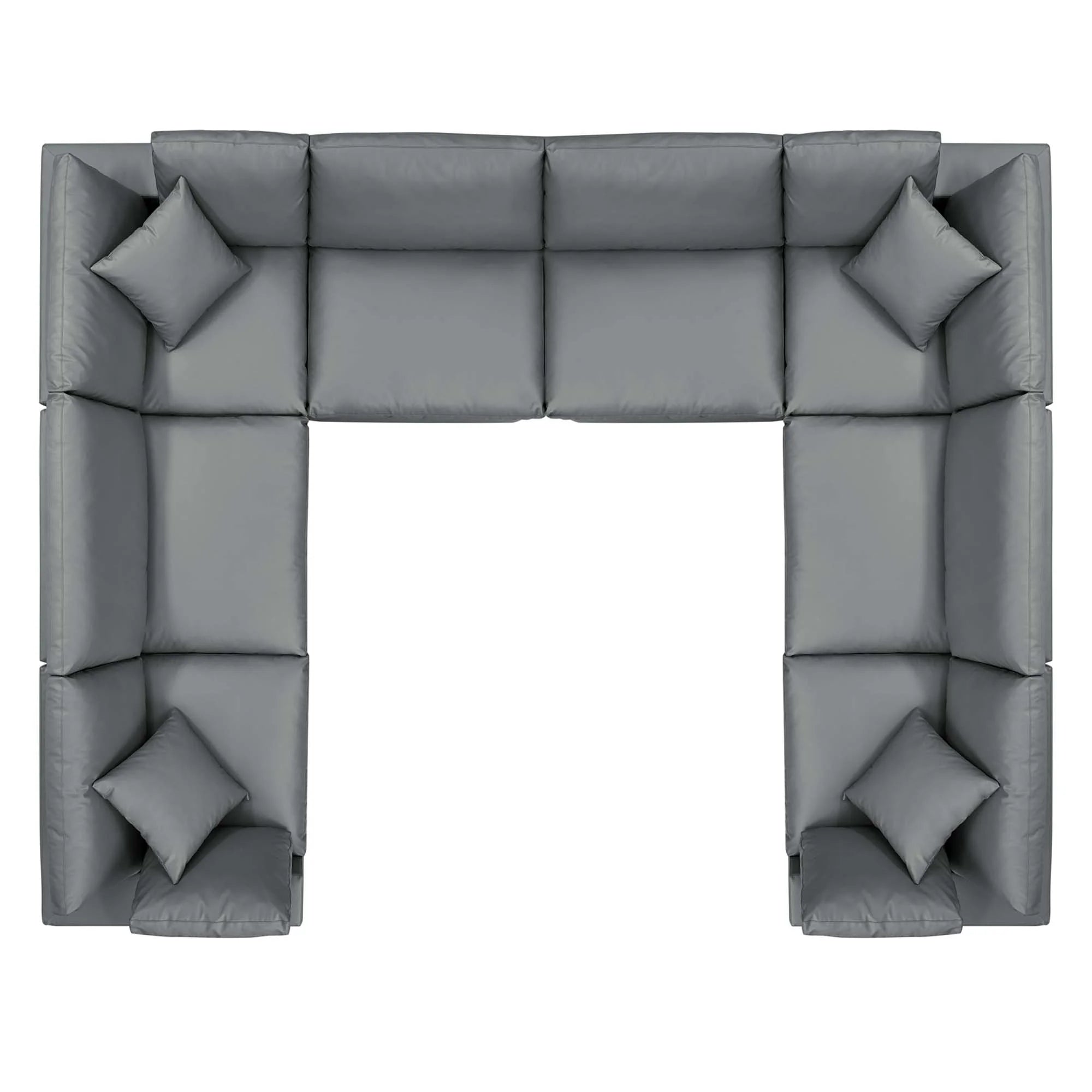 8 piece gray sectional sofa on white background 