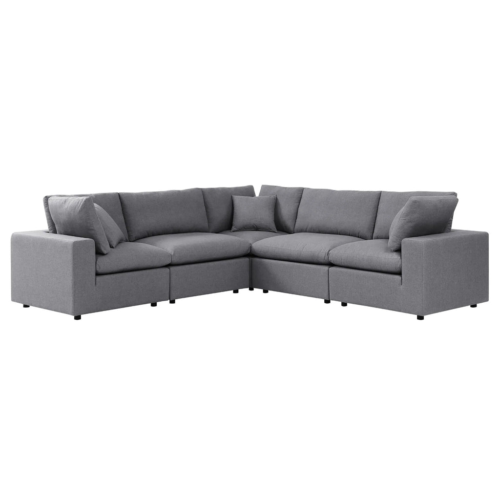 Gray sectional sofa on a white background