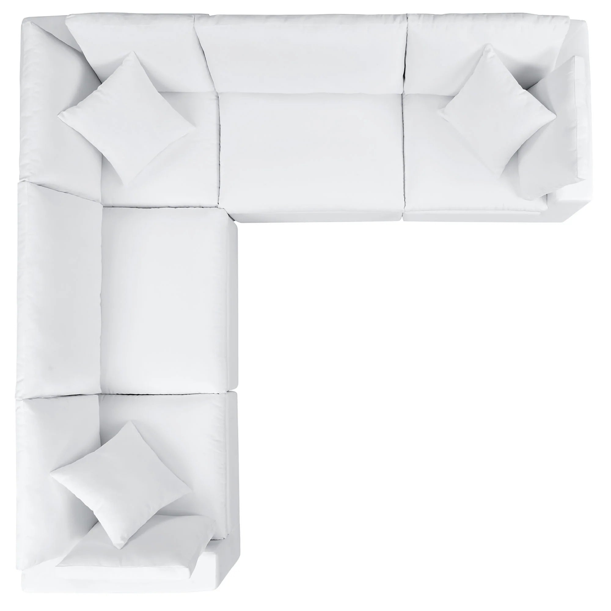 White outdoor sectional sofa with a geometric pattern on a white background