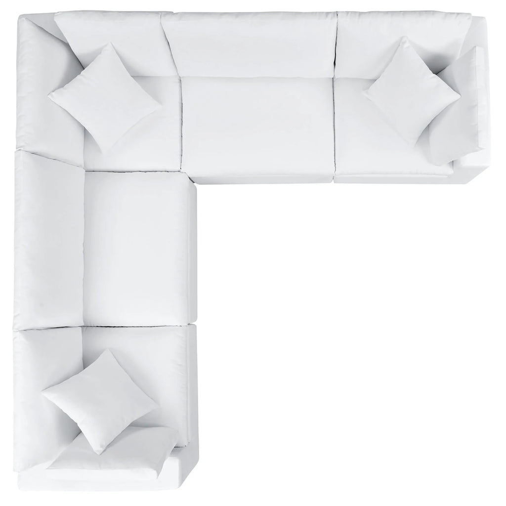 White outdoor sectional sofa with a geometric pattern on a white background