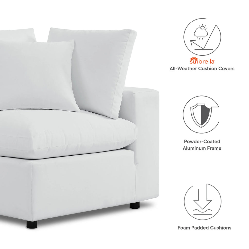 White sofa with cushions and Subrella branding on a white background