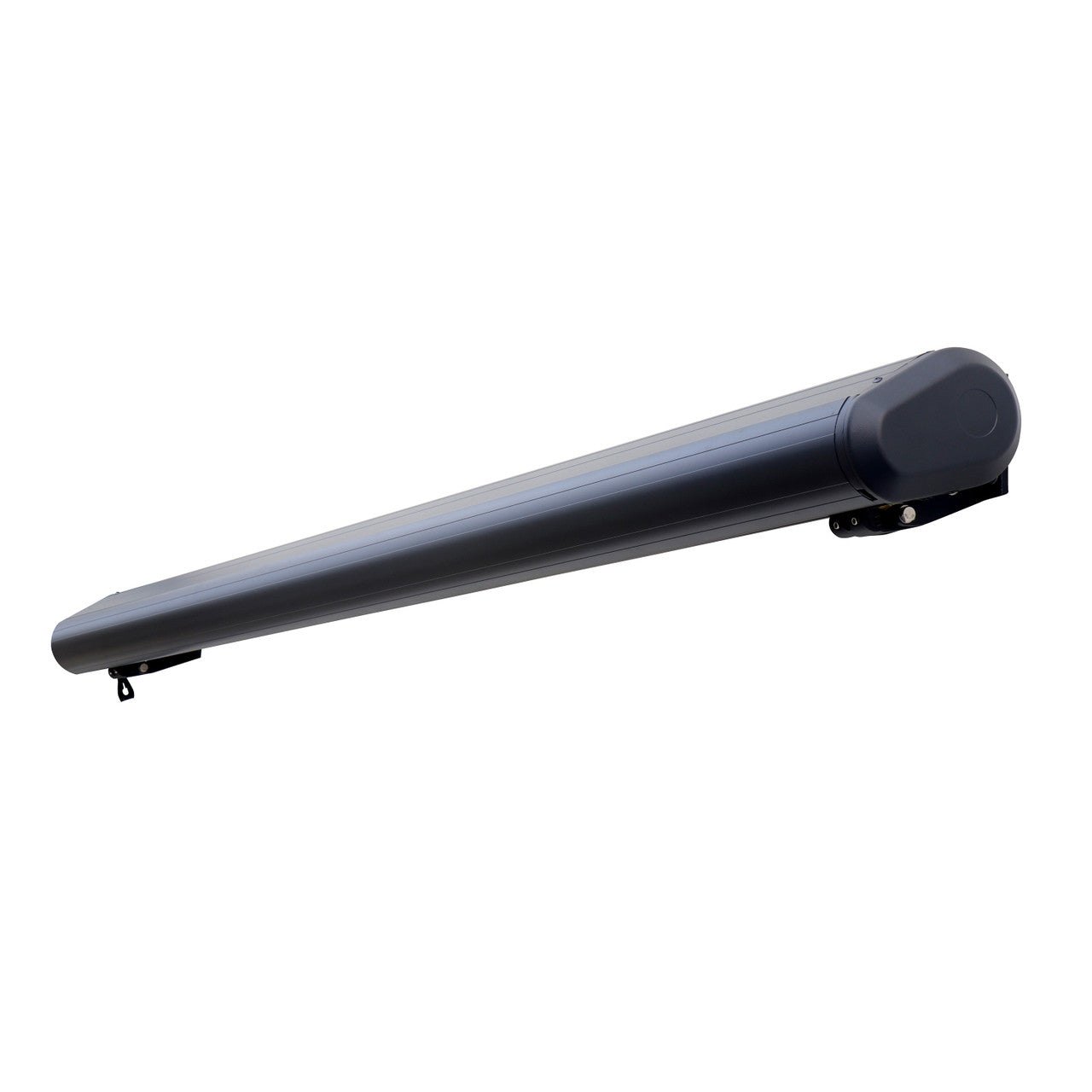 Italian Series 10x8 ft Motorized Patio Awning — Black Gray Stripe