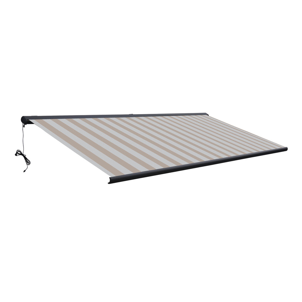 Italian Series 16x10 ft Motorized Patio Awning — Beige Stripe