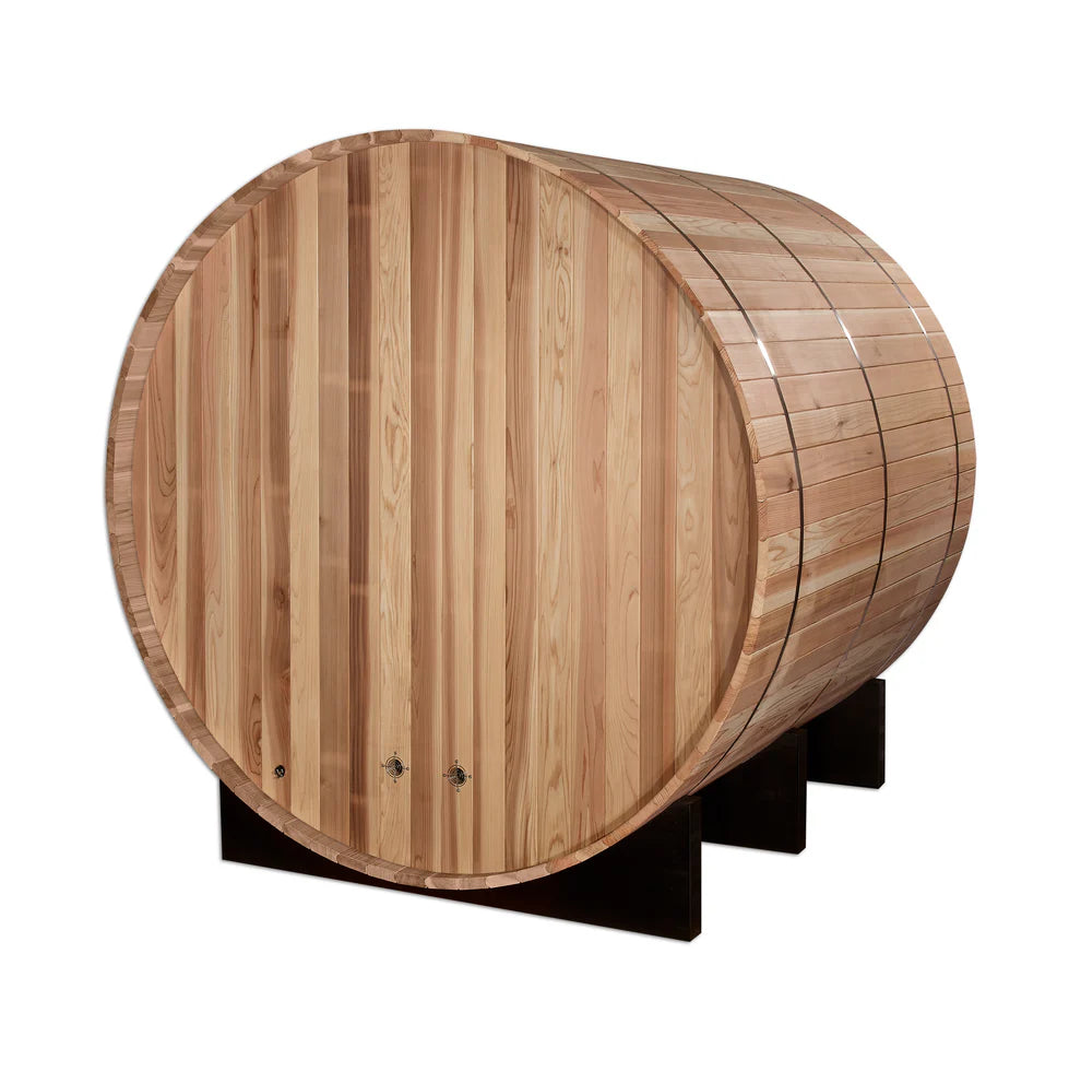 Wooden barrel-shaped object on a white background
