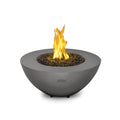 Concrete fire pit with flames on a white background
