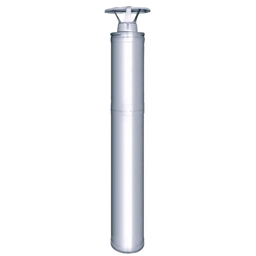 White vertical chimney on a white background 