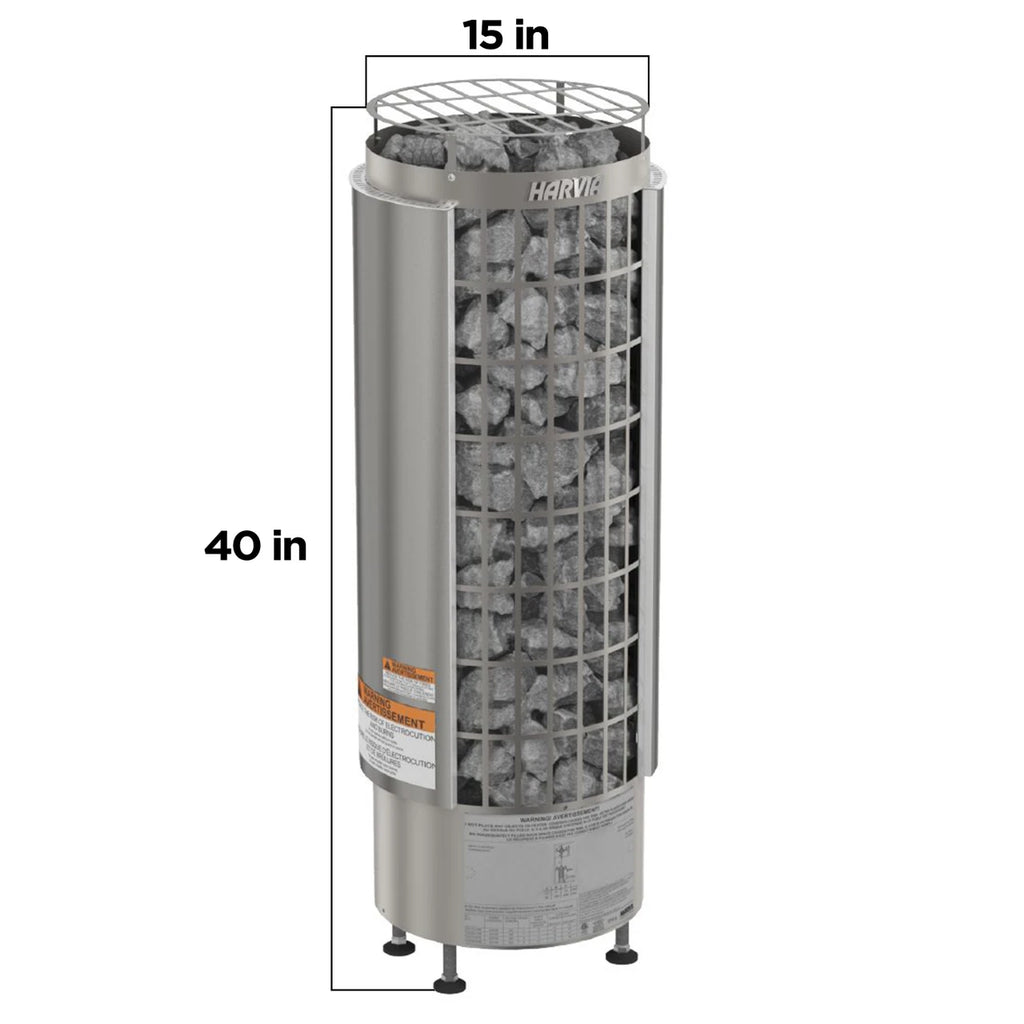 Harvi firewood storage container with dimensions labeled on a white background