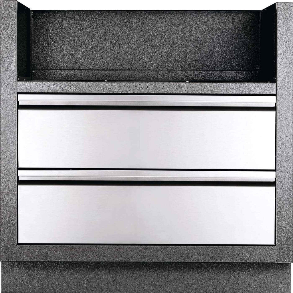 Gray metal cabinet with two drawers