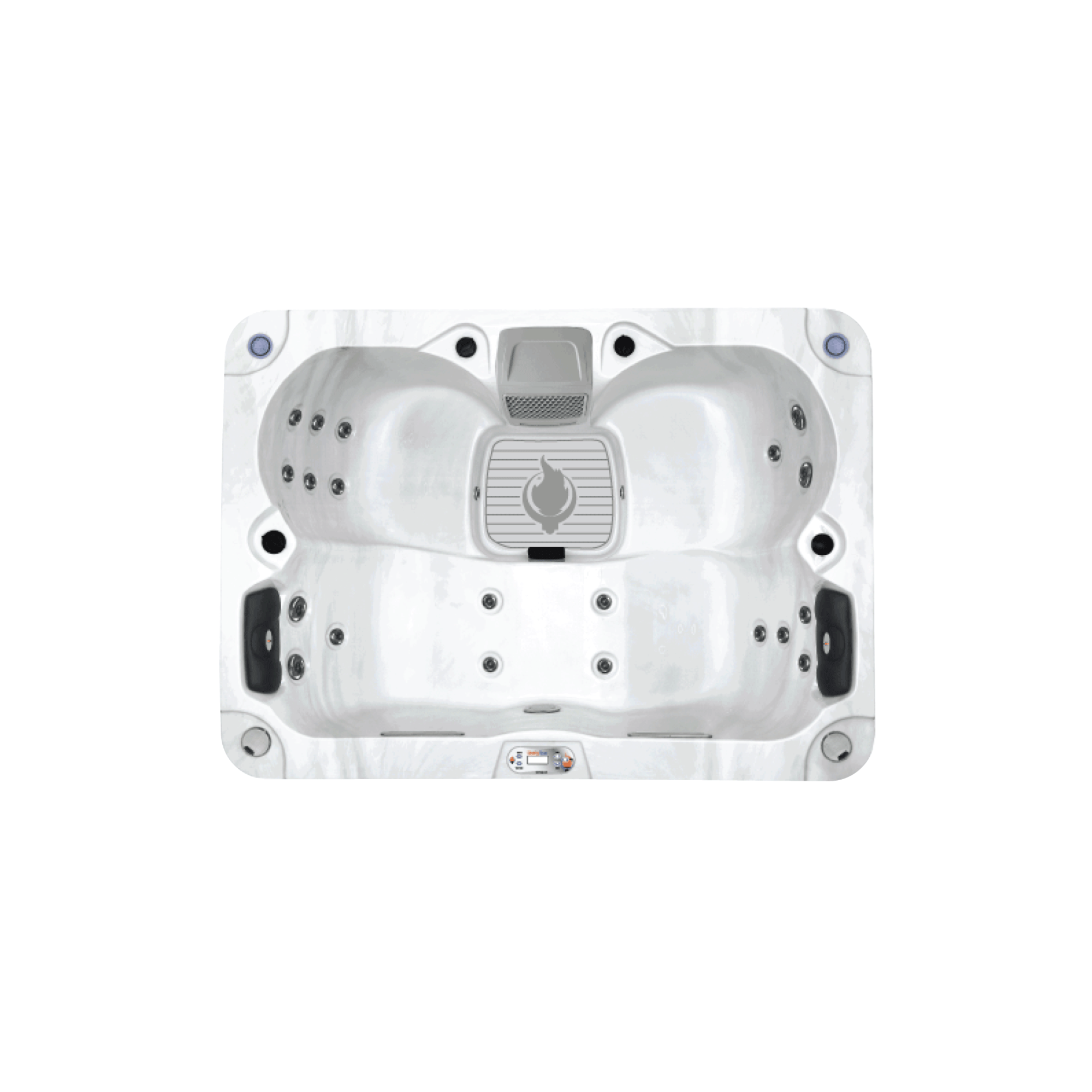 Hot tub with multiple jets on a white background