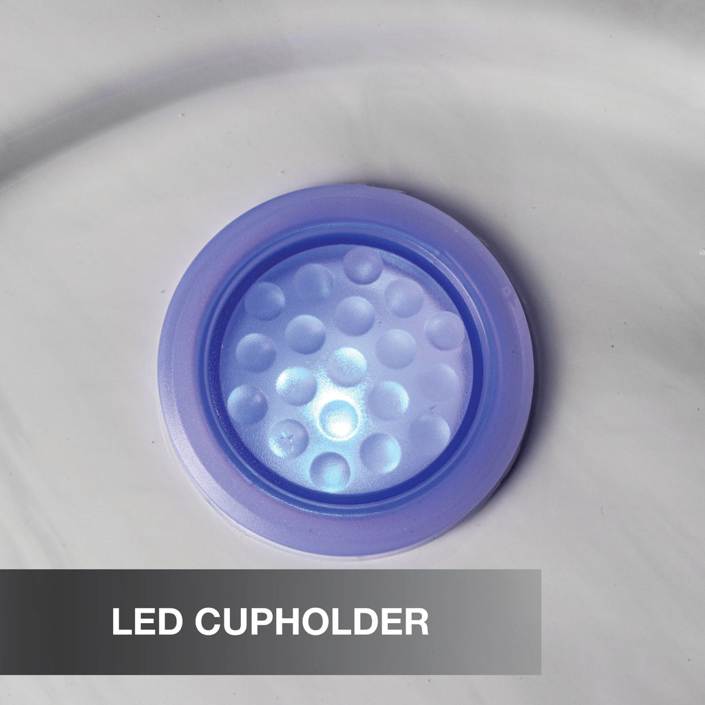 LED cupholder with blue light on a white background