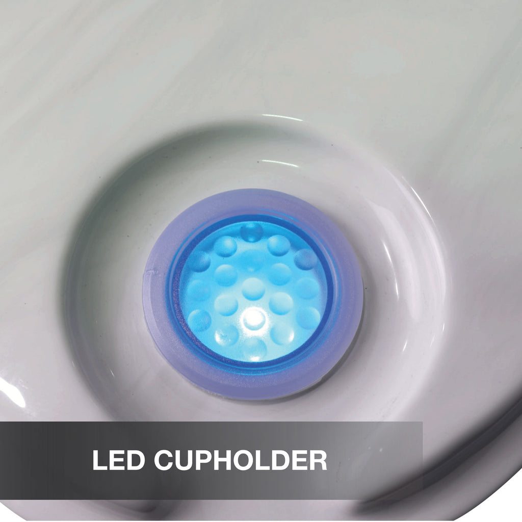 LED cupholder with blue light on a white background