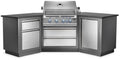 Outdoor kitchen grill with cabinets on a white background