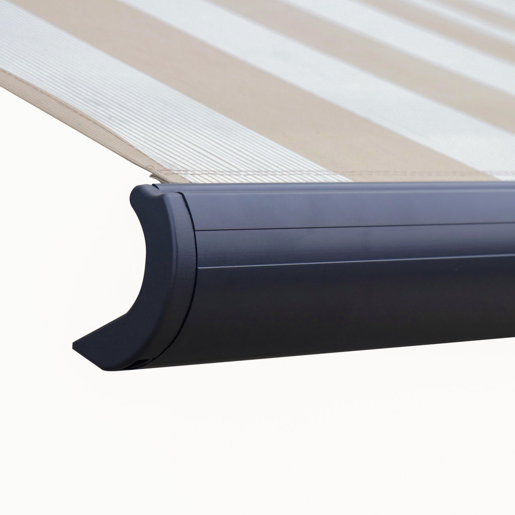Italian Series 16x10 ft Motorized Patio Awning — Beige Stripe