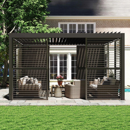 Aluminum Pergola Privacy Wall – 10 ft. | Aleko Noble 10x12