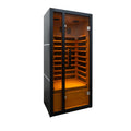 one person sauna with glass door on a white background