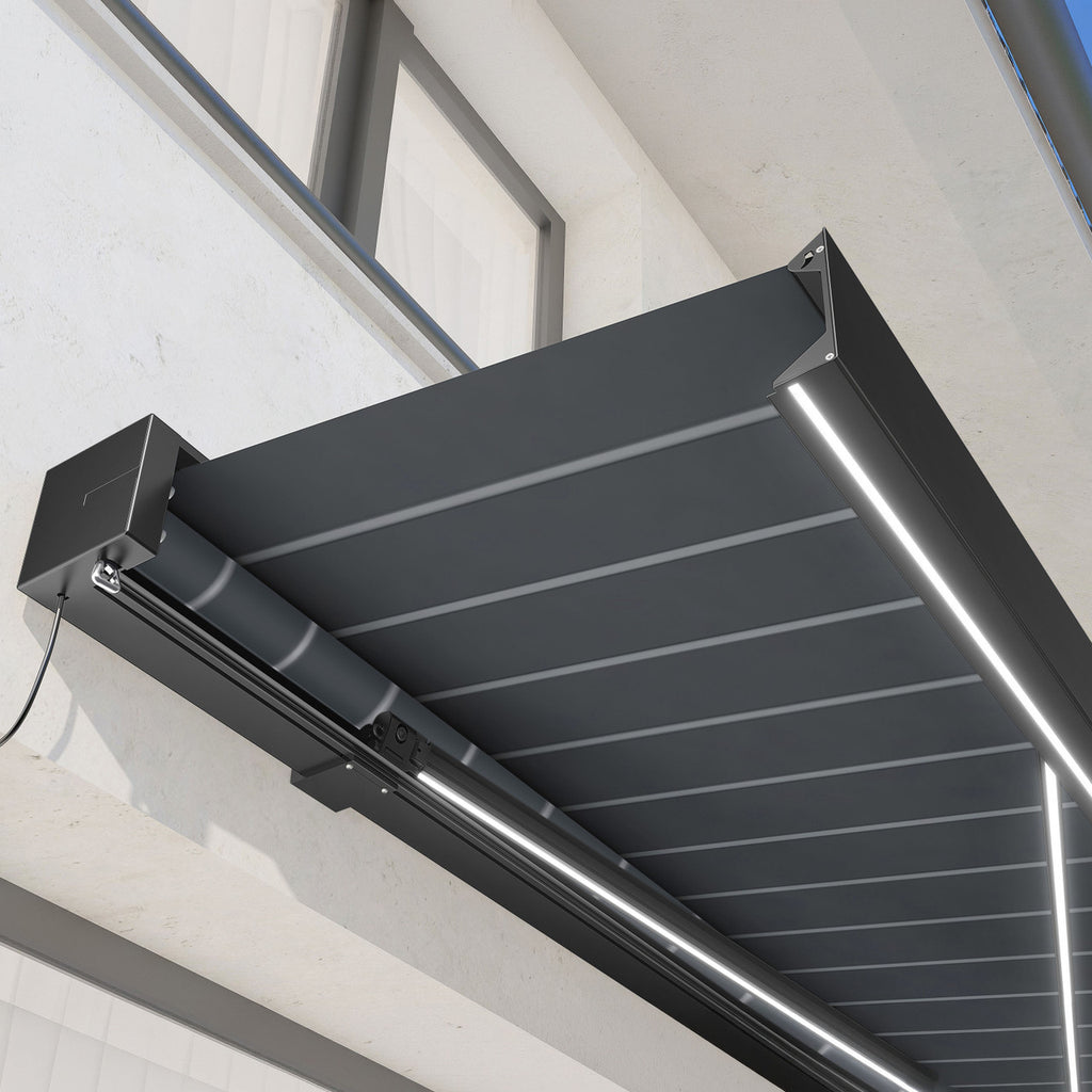 Royale Series 10x8 ft Motorized Patio Awning — Cashmere Gray