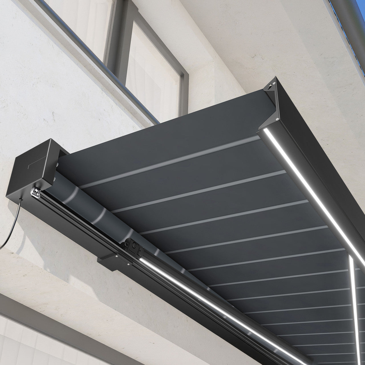 Royale Series 10x8 ft Motorized Patio Awning — Cashmere Gray