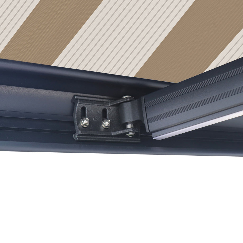 Italian Series 16x10 ft Motorized Patio Awning — Beige Stripe