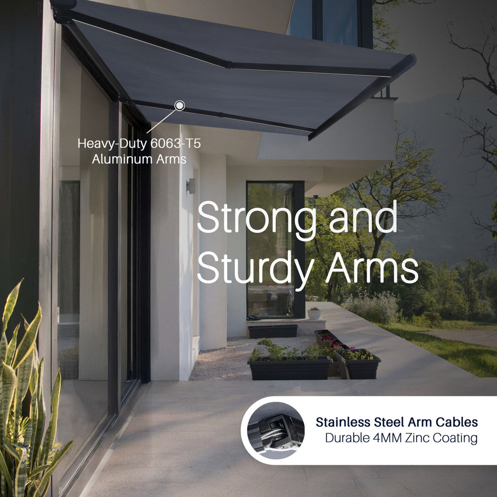 Italian Series 10x8 ft Motorized Patio Awning — Gray