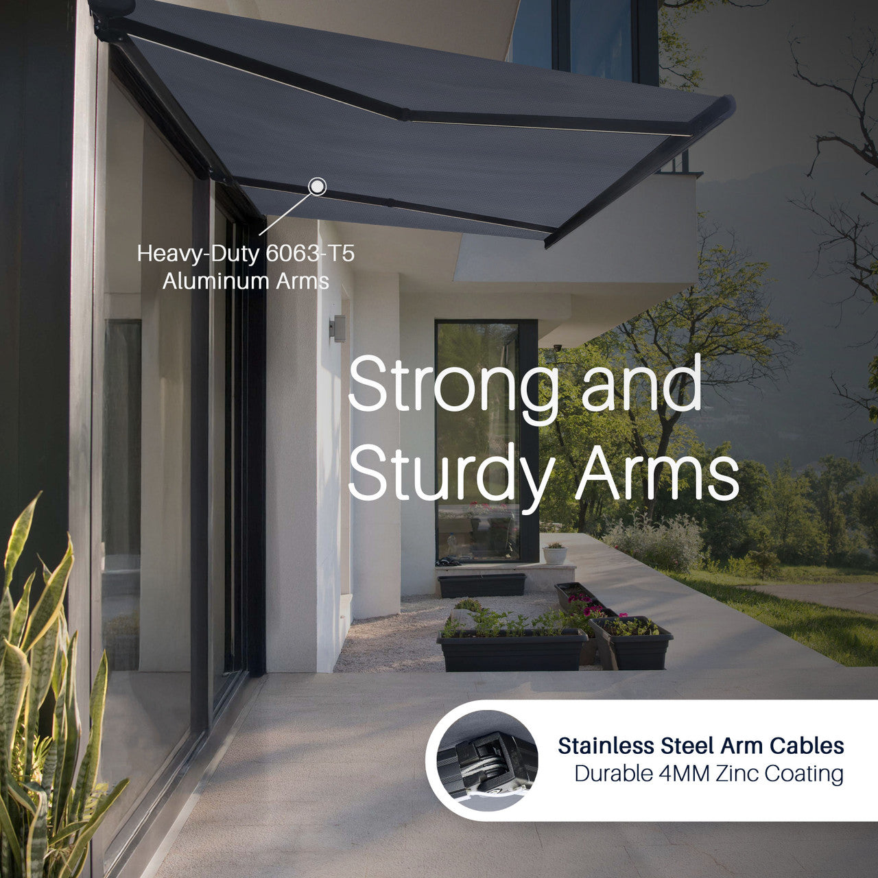 Italian Series 10x8 ft Motorized Patio Awning — Gray