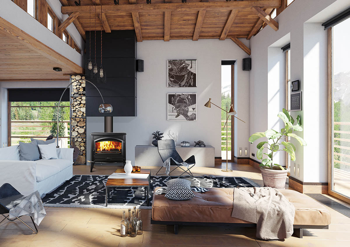 Sierra Flame Lynwood W76 Wood Burning Stove — Cast Iron, Black